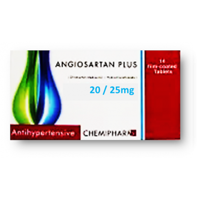 Angiosartan Plus 20 / 25 mg ( Olmesartan + Hydrochlorothiazide ) 28 film-coated tablets